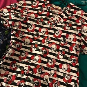 Skulls and Roses scrub top